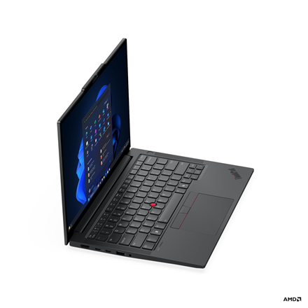 Lenovo ThinkPad E14 G7 AMD | Black | 14 " | IPS | WUXGA | 1920 x 1200 pixels | Anti-glare | AMD Ryzen 7 | 250 | 16 GB | SODIMM DDR5 | Solid-state drive capacity 512 GB | AMD Radeon 780M Graphics | Windows 11 Pro | 802.11ax | Bluetooth version 5.3 | Keyboard language Nordic | Keyboard backlit | Warranty 36 month(s) | Battery warranty 12 month(s) - Image 4
