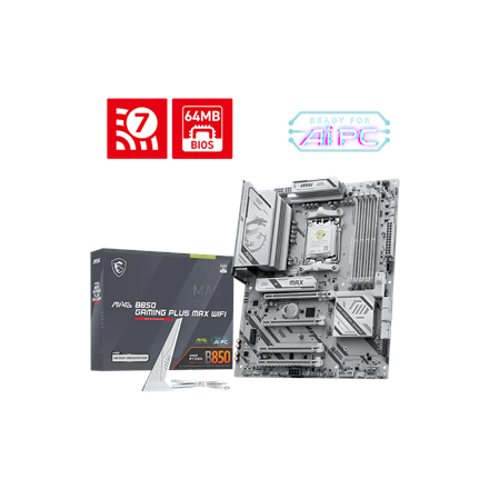 MSI MAG B850 GAMING PLUS MAX WIFI | Processor family AMD | Processor socket AM5 | DDR5 | Supported hard disk drive interfaces SATA, M.2 | Number of SATA connectors 4 - Image 6