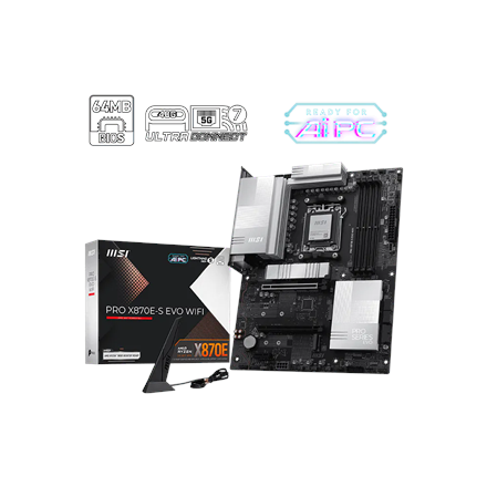 MSI PRO X870E-S EVO WIFI | Processor family AMD | Processor socket AM5 | DDR5 | Supported hard disk drive interfaces SATA, M.2 | Number of SATA connectors 4 - Image 6