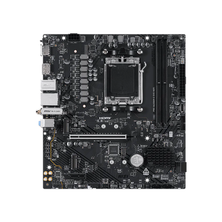 MSI PRO A620AM-G EVO WIFI | Processor family AMD | Processor socket AM5 | DDR5 | Number of SATA connectors 4 | Supported hard disk drive interfaces SATA, M.2 - Image 2