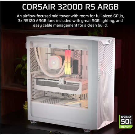 Corsair PC Case | 3200D RS ARGB | White | Mid-Tower - Image 3