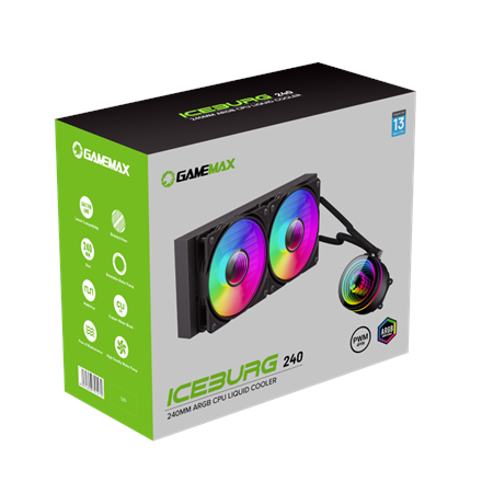 Gamemax CPU Liquid Cooler | ICEBURG 240 INFINITY | Black - Image 5