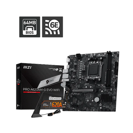 MSI PRO A620AM-G EVO WIFI | Processor family AMD | Processor socket AM5 | DDR5 | Number of SATA connectors 4 | Supported hard disk drive interfaces SATA, M.2 - Image 5