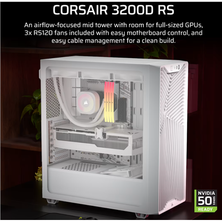 Corsair PC Case | 3200D RS | White | Mid-Tower - Image 3