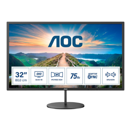 AOC | Monitor | Q32V4 | 31.5 " | IPS | QHD | 16:9 | 75 Hz | 4 ms | 2560 x 1440 | 250 cd/m² | Headphone out (3.5mm) | HDMI ports quantity 1 | Warranty 36 month(s) - Image 3