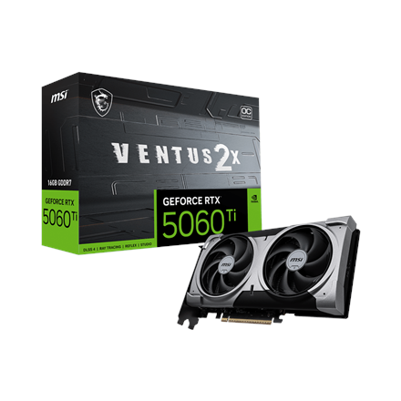MSI GeForce RTX 5060 Ti 16G VENTUS 2X OC PLUS | NVIDIA | 16 GB | GeForce RTX 5060 Ti | GDDR7 | HDMI ports quantity 1 | PCI Express Gen 5 x16 (uses x8) - Image 2
