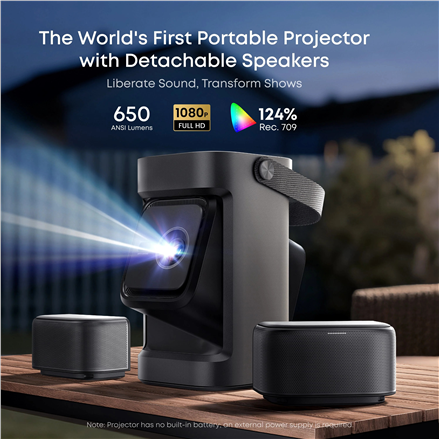 Anker Nebula Nebula P1 Portable Projector with Detachable Speakers | Full HD (1920x1080) | 650 ANSI lumens | Grey - Image 5