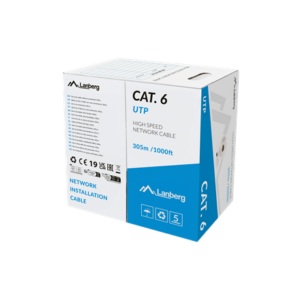 Lanberg Lan Cable Cat.6 UTP 305M Solid CU LSZH Grey CPR+ Fluke Passed | LCU6L-11CU-0305-S