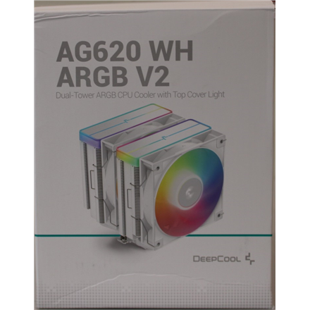 SALE OUT. Deepcool AG620 ARGB V2 CPU Cooler, white | Deepcool CPU Cooler | AG620 ARGB | DAMAGED PACKAGING | Intel, AMD - Image 2