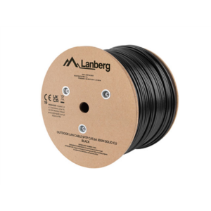 Lanberg Lan Cable Cat.6A SFTP 305M Solid Outdoor CU Black Fluke Passed | LCS6-21CU-0305-BK