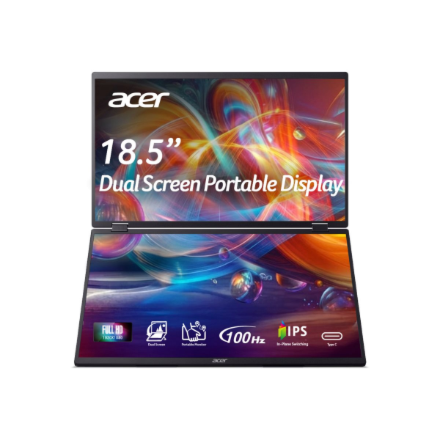Acer | PD193QEbmiuux | 18.5 " | IPS | FHD | 16:9 | 100 Hz | 4 ms | 2x 1920 x 1080 pixels | 250 cd/m² | HDMI ports quantity 1 | Black - Image 2