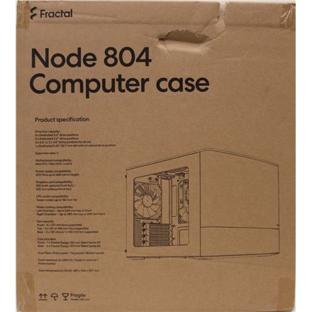 SALE OUT. Fractal Design Node 804 Black - Window | Fractal Design NODE 804 | Side window | 2 - USB 3.0Audio in/outPower button with LED (white)HDD activity LED (white) | Micro ATX | Black | DAMAGED PACKAGING - Image 2